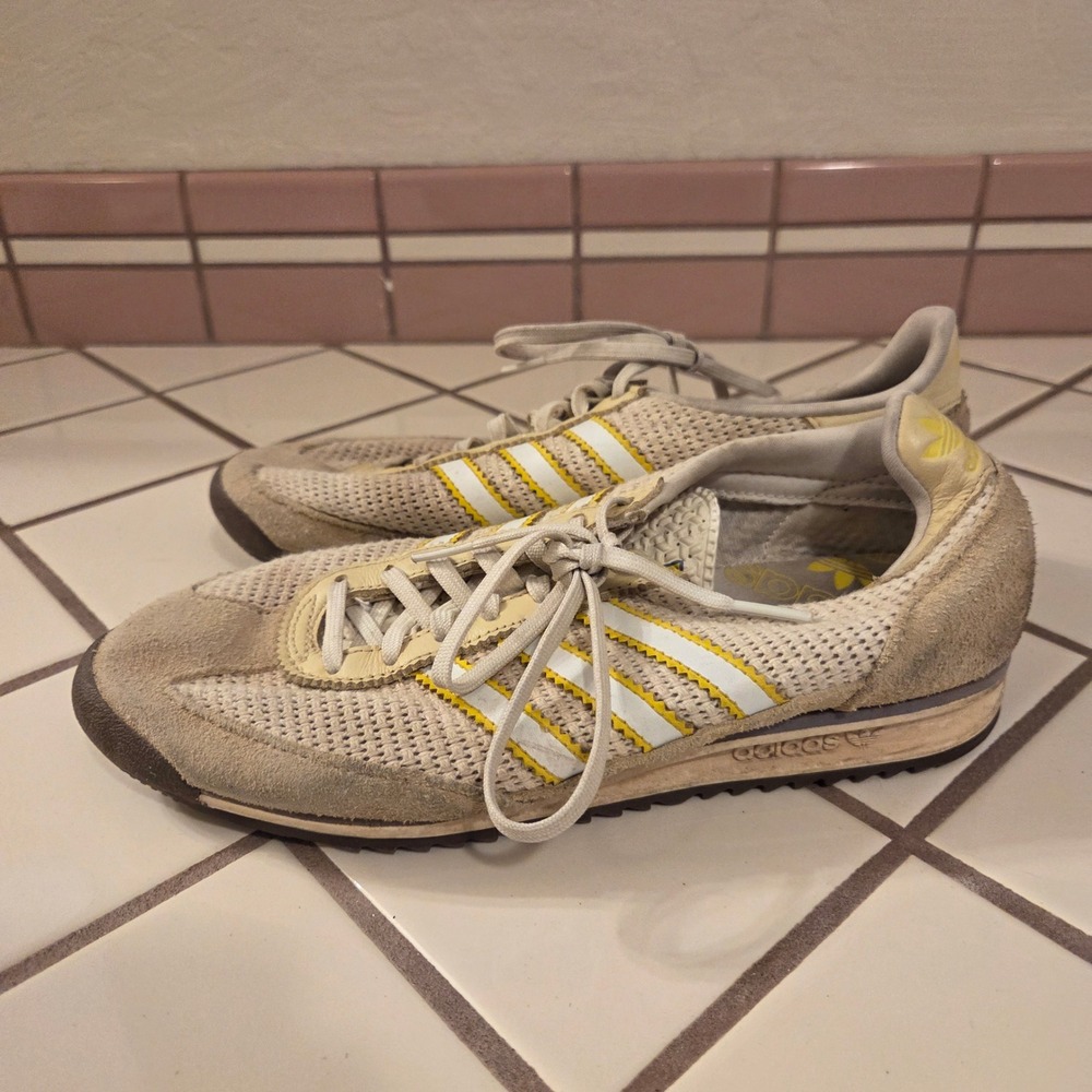 Adidas SL 72 Retro Mesh Suede Sneakers Beige Yellow White Mens 7 Womens 8.5